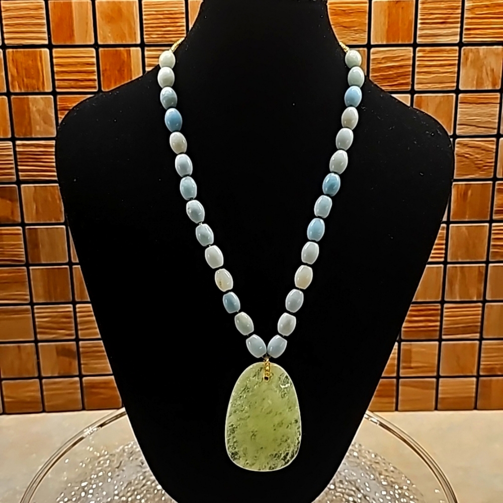 Pastel Blue and Green Gemstone Necklace 📿